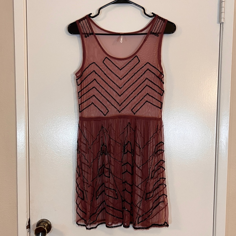 Free people sheer beaded dress XS